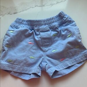 The Beaufort Bonnet Company Light Blue Fish Embroidered Shorts